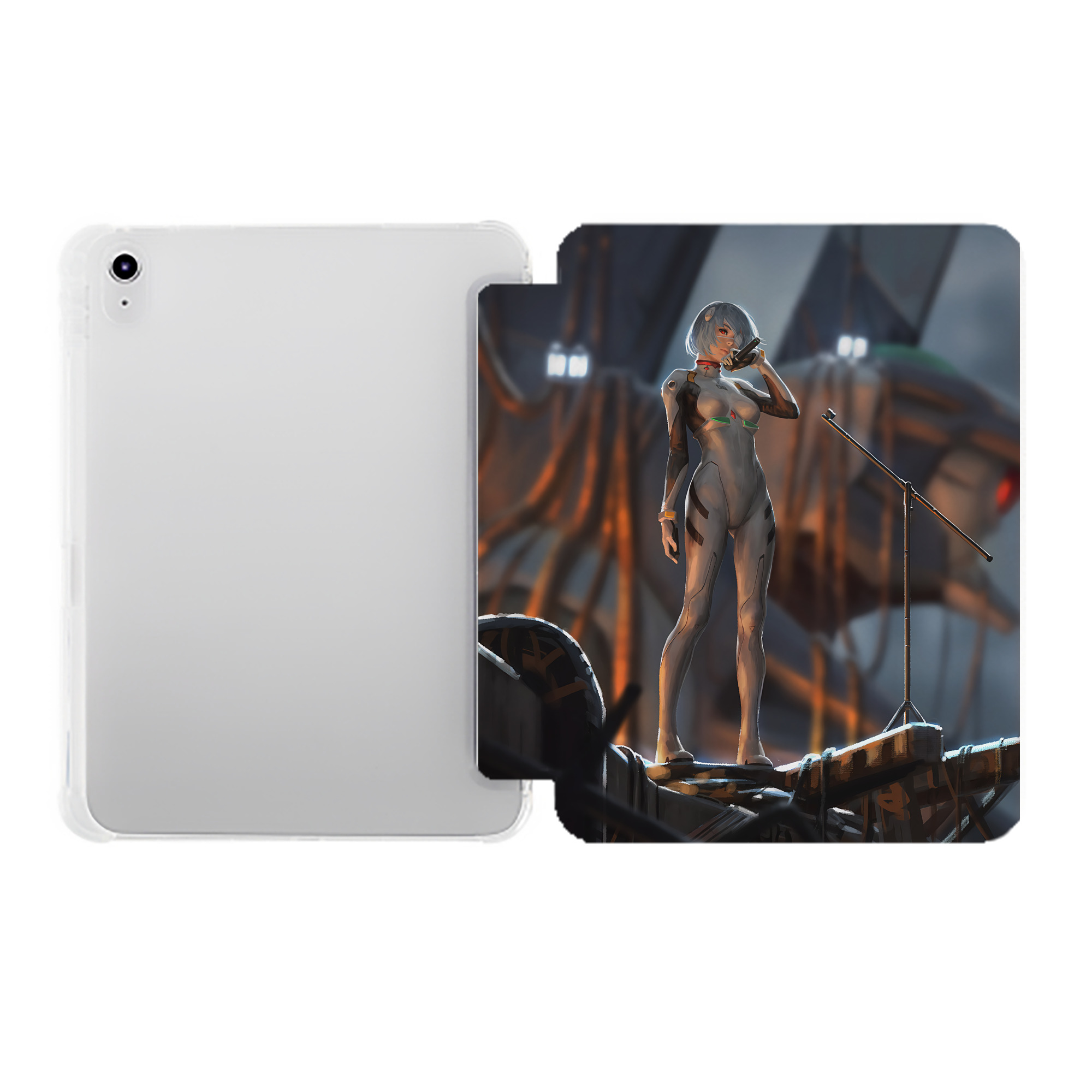（画像用） EVA 新世紀エヴァンゲリオン IPad ケース ペン収納付き 三つ折りスタンド PUレザー×シリコン 対応機種9.5/10.5/10.9インチ